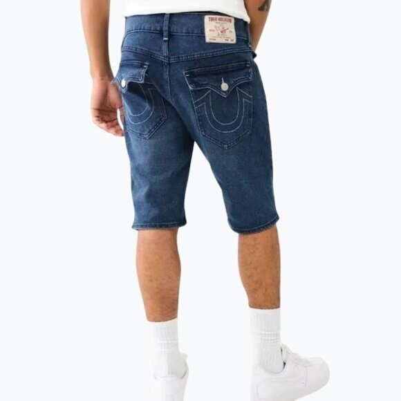 True Religion Mens Ricky Relaxed Straight Denim Shorts Dark Lagoon Wash Size 40 - Picture 16 of 16